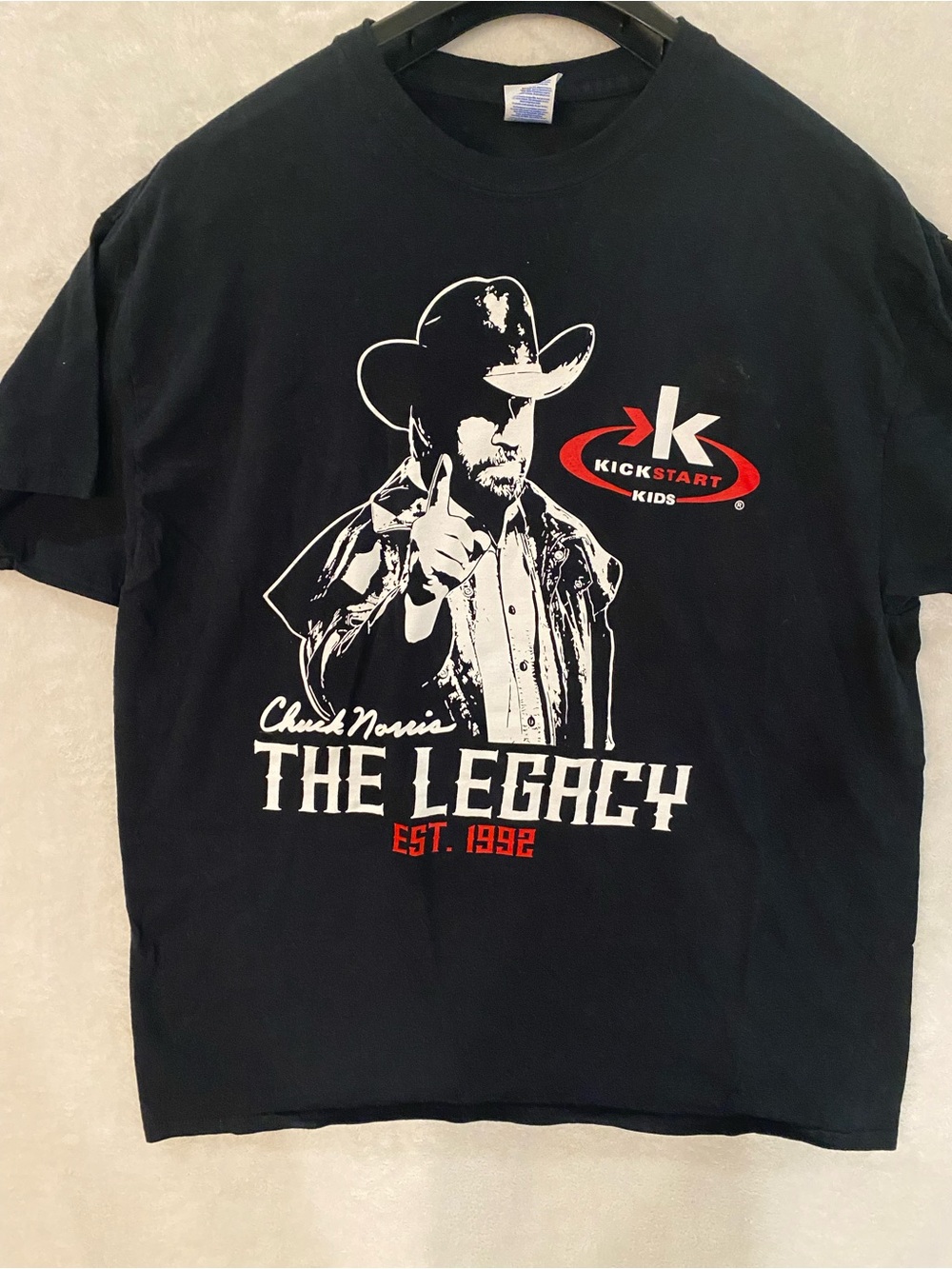 Gildan Black Chuck Norris "The Legacy" Graphic Tee with White and Red Print